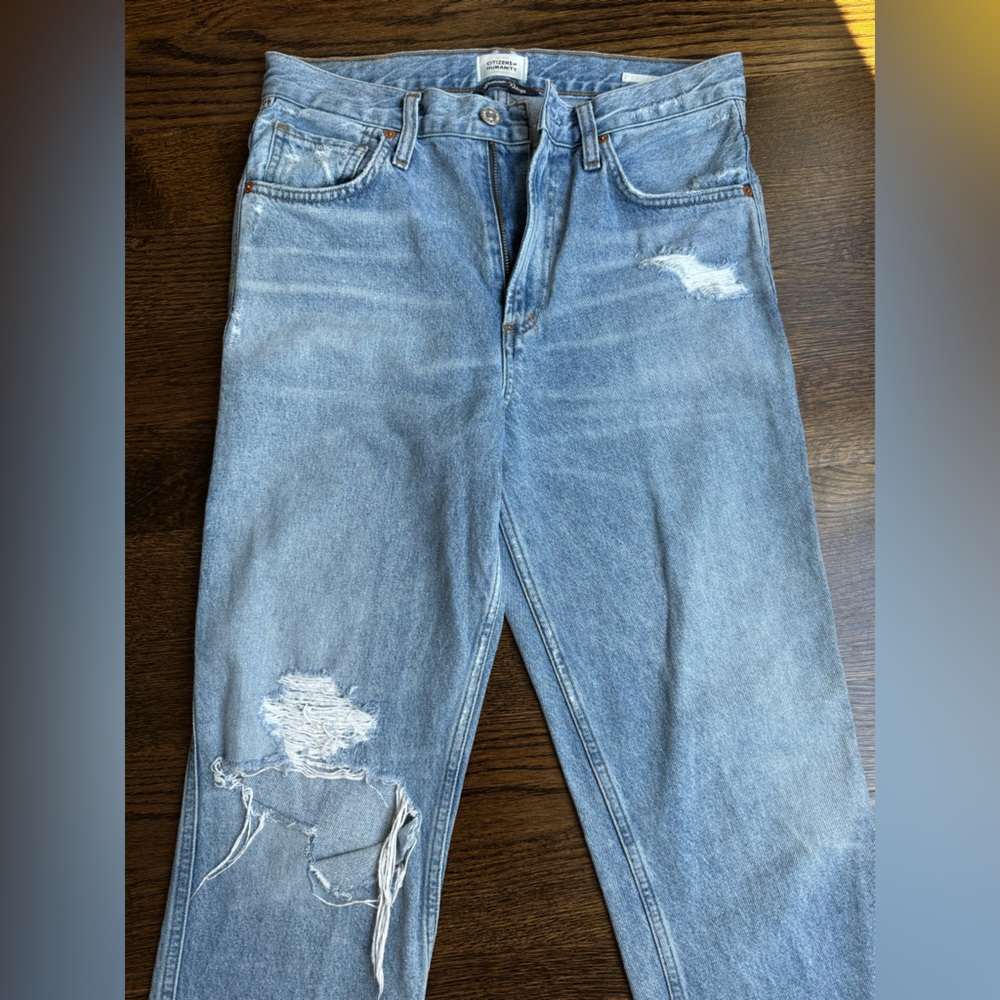 Citizens Of Humanity Light Blue Distressed Flare Jeans